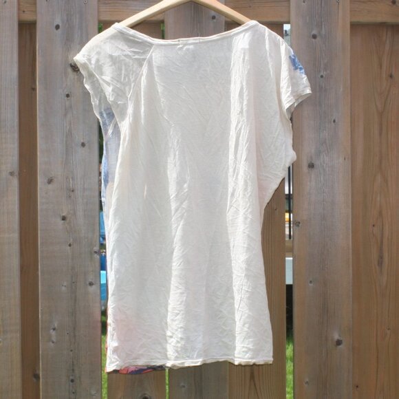 BEAUTIFUL Jules + James Watercolor Flowers Top Cap Sleeve Women's Size M - Picture 2 of 5